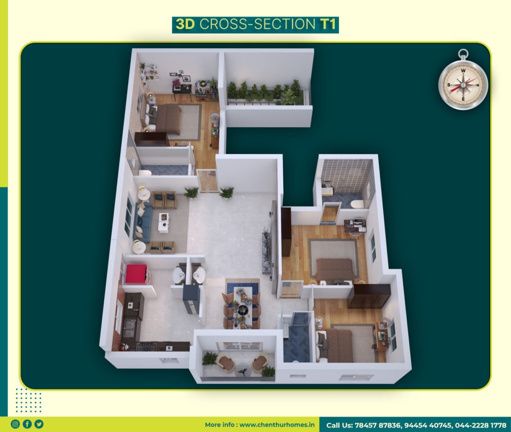 Iyyappa Nagar – Kamarajapuram — 3D cross section for T1
