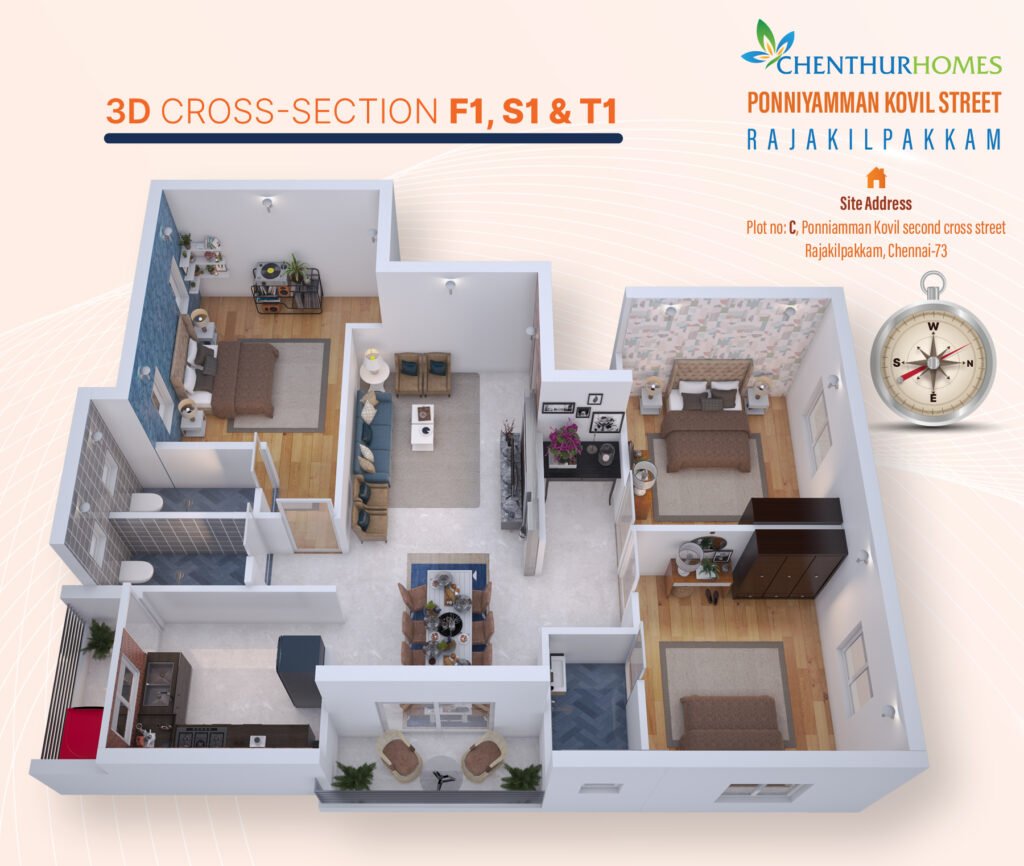 Ponniyamman Kovil Street — 3D cross section for F1 S1 and T1